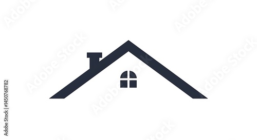 House roof icon with window and chimney isolated on white background