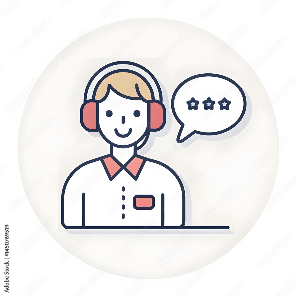 Happy Customer Service Agent with Five-Star Rating Happy Customer Service Agent with Five-Star Rating