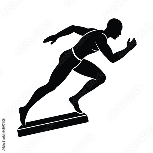 sprinter taking from starting block line art