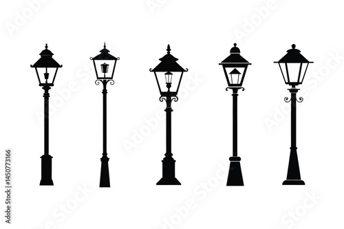Street lamp silhouette vector bundle, Street lamp 