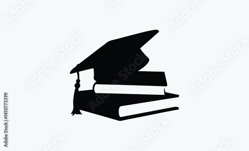 graduation cap silhouette, black mortarboard vector, education symbol illustration, simple graduation cap design