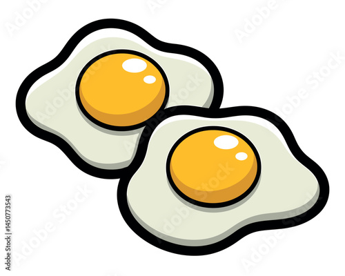 Two Cartoon Fried Eggs Sunny Side Up Illustration Breakfast Food