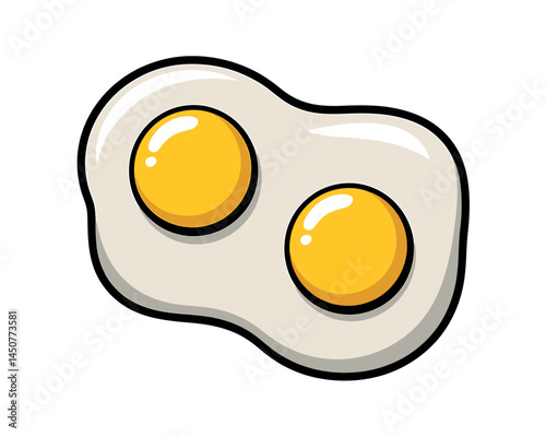 Two Cartoon Fried Eggs Sunny Side Up Illustration Breakfast Food