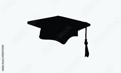 graduation cap silhouette, black mortarboard vector, education symbol illustration, simple graduation cap design