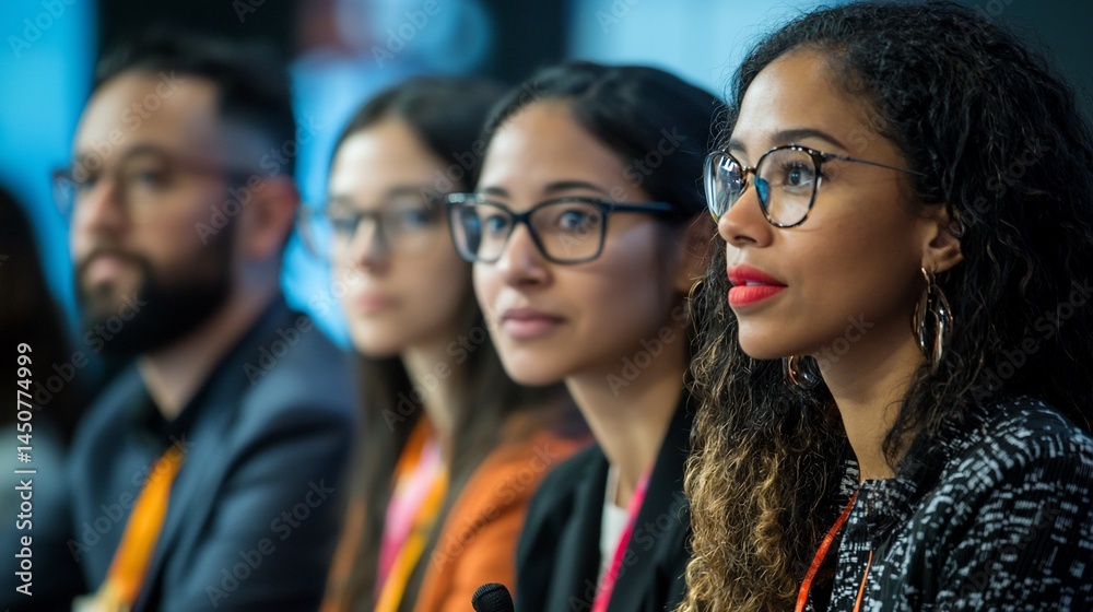 Obraz premium Attentive audience at conference, focused on speaker