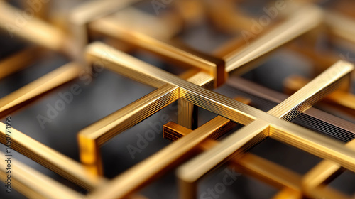 Golden frames in sleek design in gold tones for décor