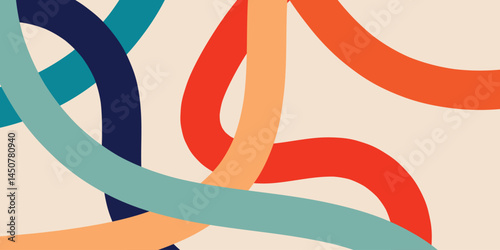 Colorful abstract rerto  vibranti lines in warm and cool tones	