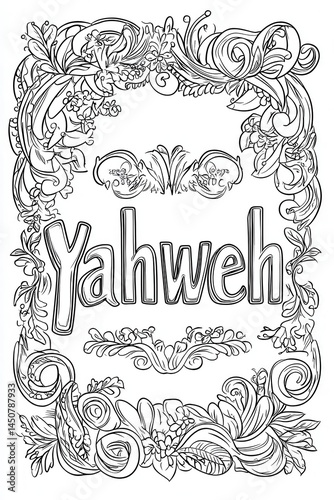 Black and white cute Bible story, white background for coloring