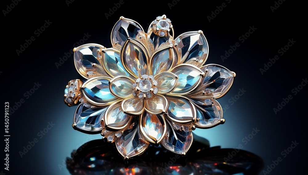 Fototapeta premium sparkling crystal flower brooch elegant jewelry design