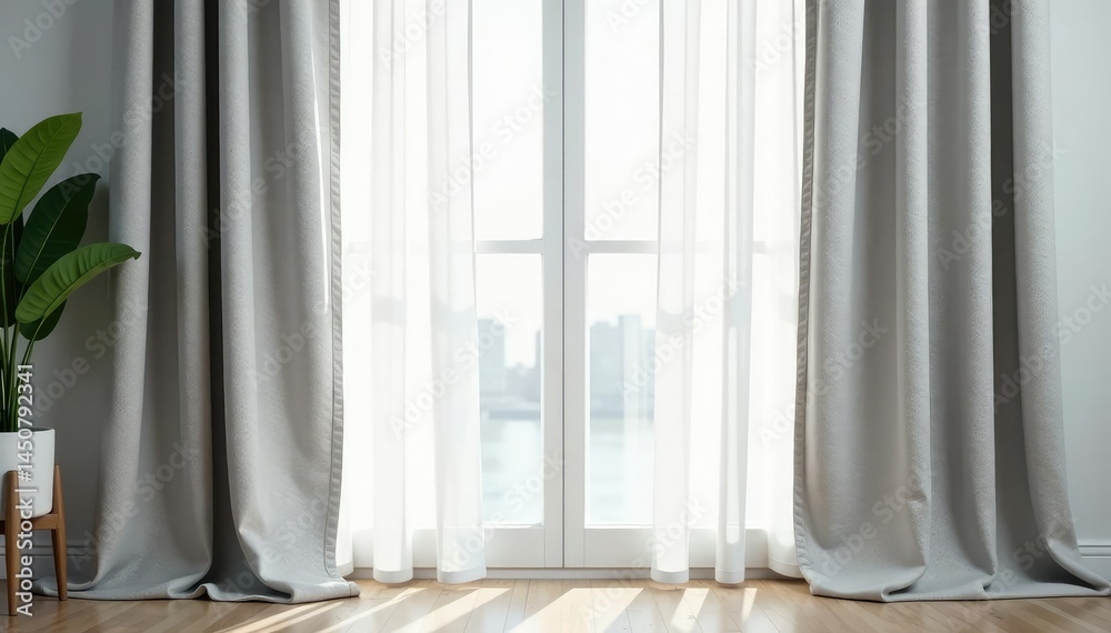 Simple, light gray linen curtains, soft natural folds , simple backdrop, soft fabric, soft Simple, light gray linen curtains, soft natural folds , simple backdrop, soft fabric, soft