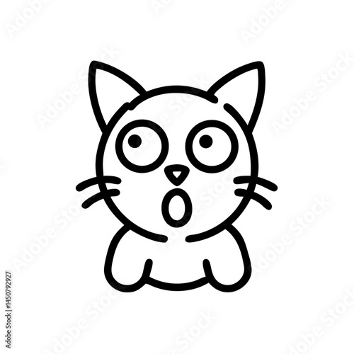Cute surprised cat illustration in black and white design  