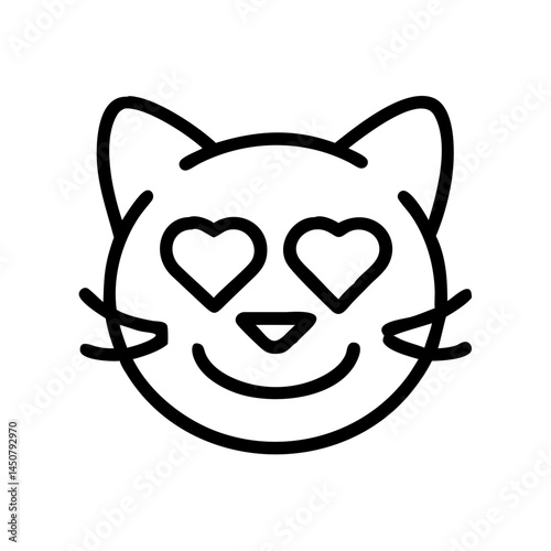 Cute cat face with heart eyes conveying affection  