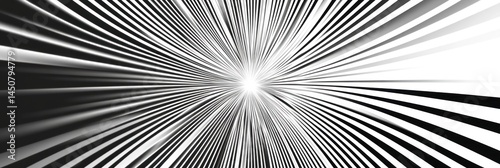 Dramatic monochrome radiant lightburst with dynamic lines effect artwork