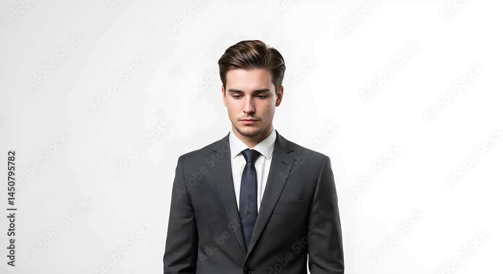A professional man in a sharp suit and tie, exuding confidence and focus against a clean white background. A professional man in a sharp suit and tie, exuding confidence and focus against a clean white background.