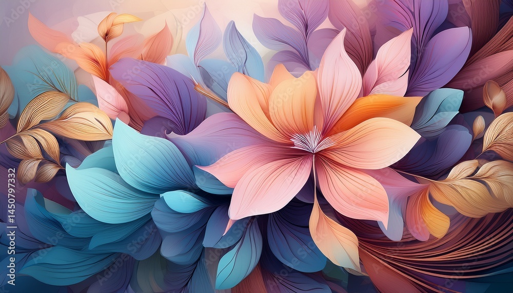 custom made wallpaper toronto digitalpastel flowers abstract art colorful floral design