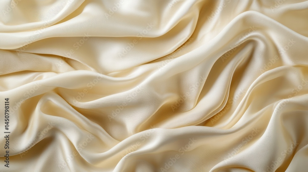 Fototapeta premium Luxury Silk Fabric Wallpaper with Wrinkles and Folds. Gold, Wavy Material Background. Generative AI.