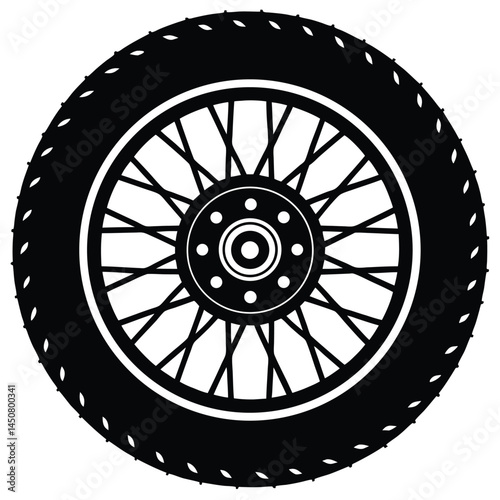 Motorbike Front Wheel Isolated on White