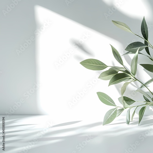 Minimalist leaves casting shadows on light background evoking serenity and nature's simplicity