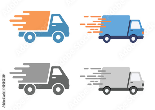 Vector icons of delivery trucks-color and dark versions
