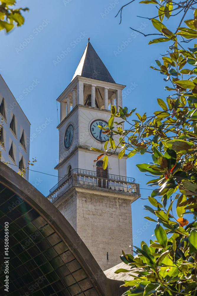 The Clock Tower of Tirana at Skanderbeg Square.