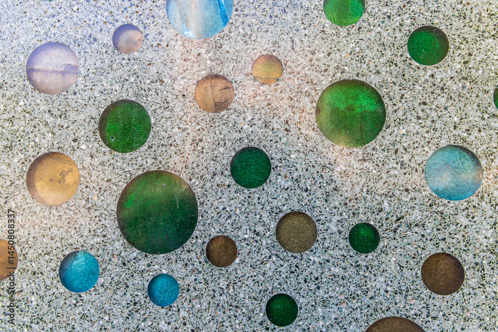 Decorative colored glass in the Resurrection of Christ Orthodox Cathedral in Tirana.