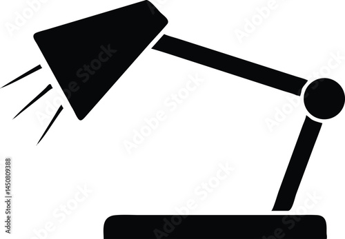 An adjustable desk lamp icon casts light, presented on a transparent background