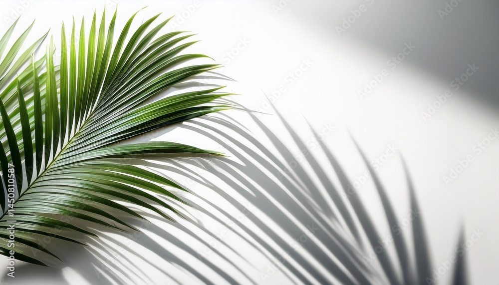 Fototapeta premium soft shadows of palm tree leaves isolated on a white background