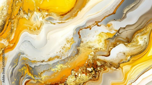 Vivid flowing yellow and gold abstract marbled texture unfolding across frames