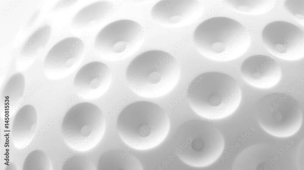 Close-up of textured white golf ball surface with dimples Close-up of textured white golf ball surface with dimples