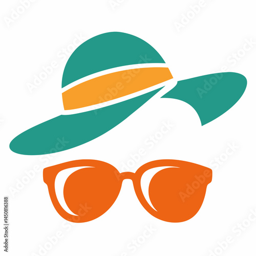 Sun Hats and Sunglasses Vector Summer Accessories in Simple Graphic Style