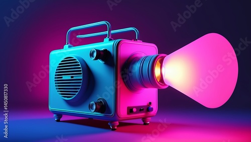 Retro Projector Light - Colorful Neon Illustration for Creative Film Projects