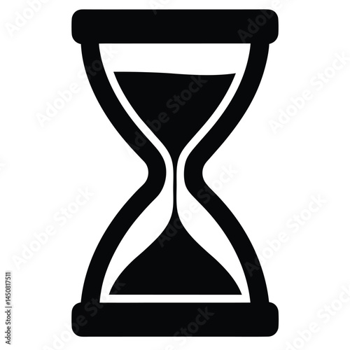 Hourglass black silhouette, time management and waiting concept