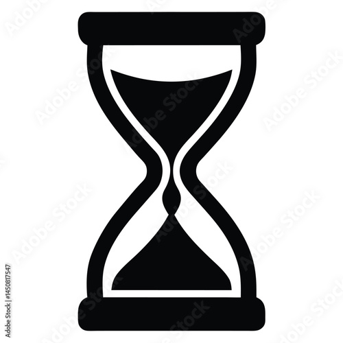 Hourglass black silhouette, time management and waiting concept