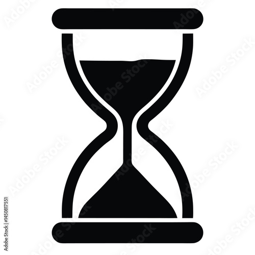 Hourglass black silhouette, time management and waiting concept