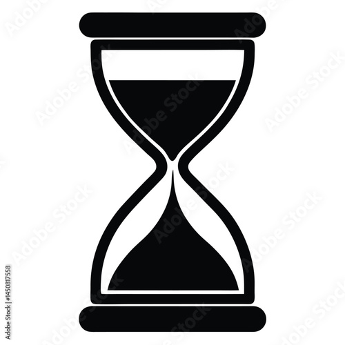 Hourglass black silhouette, time management and waiting concept