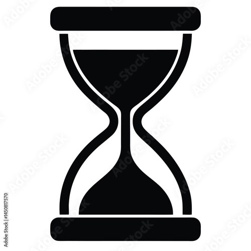 Hourglass black silhouette, time management and waiting concept