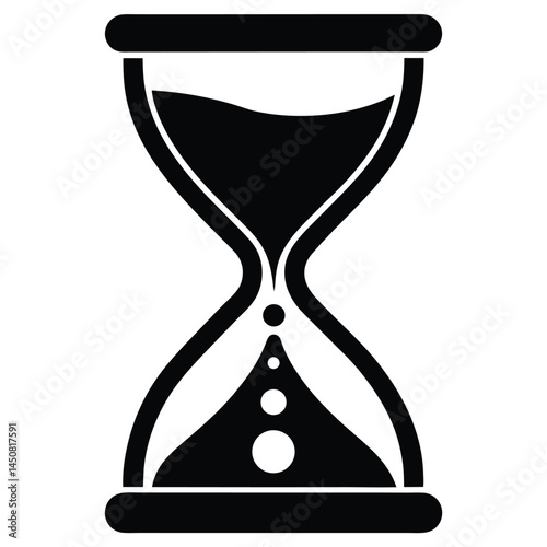 Hourglass black silhouette, time management and waiting concept