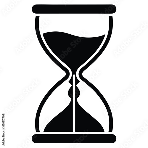 Hourglass black silhouette, time management and waiting concept
