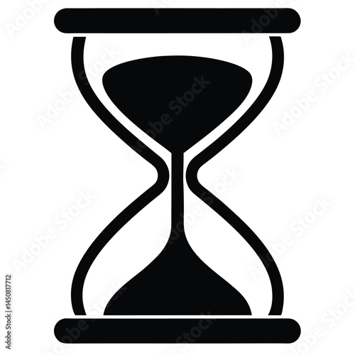 Hourglass black silhouette, time management and waiting concept