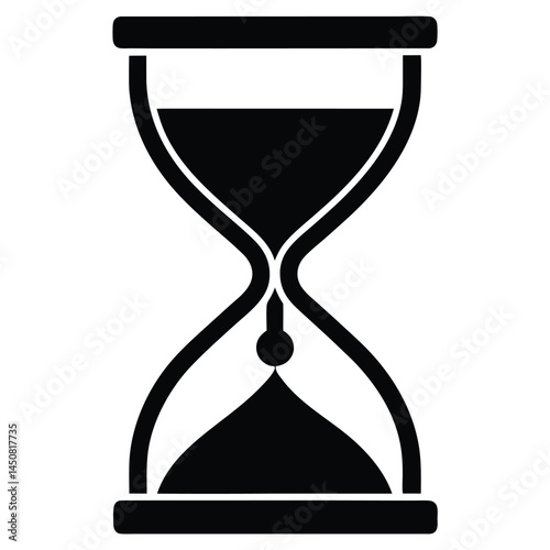 Hourglass black silhouette, time management and waiting concept