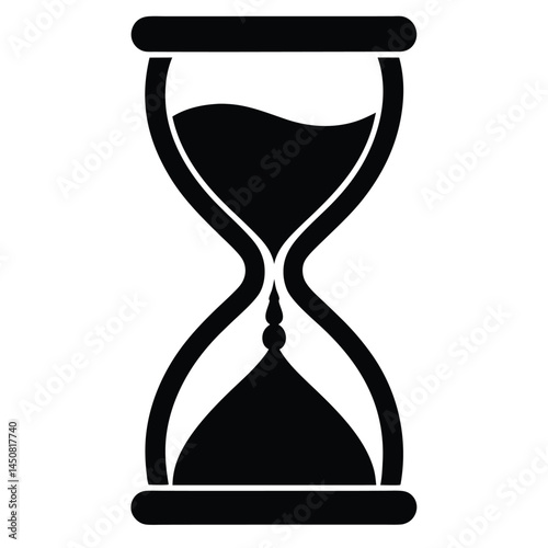 Hourglass black silhouette, time management and waiting concept