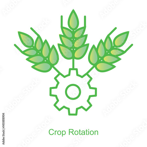 Vector icon for Crop Rotation with Circular Arrow Design. Highlights soil enrichment and sustainable farming practices through dynamic crop rotation symbols.