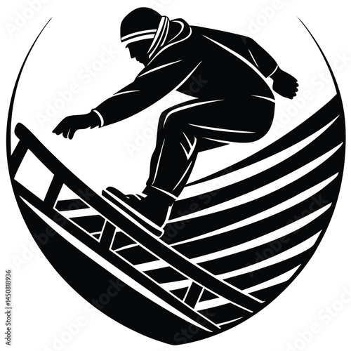 Snowboarder Silhouette Vector Illustration: Winter Sports, Extreme Athlete Design