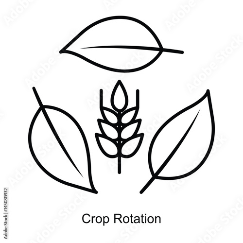 Vector icon for Crop Rotation and Sustainable Farming Techniques. Circular design with arrows showcasing crop diversity for improved yield and soil conservation.