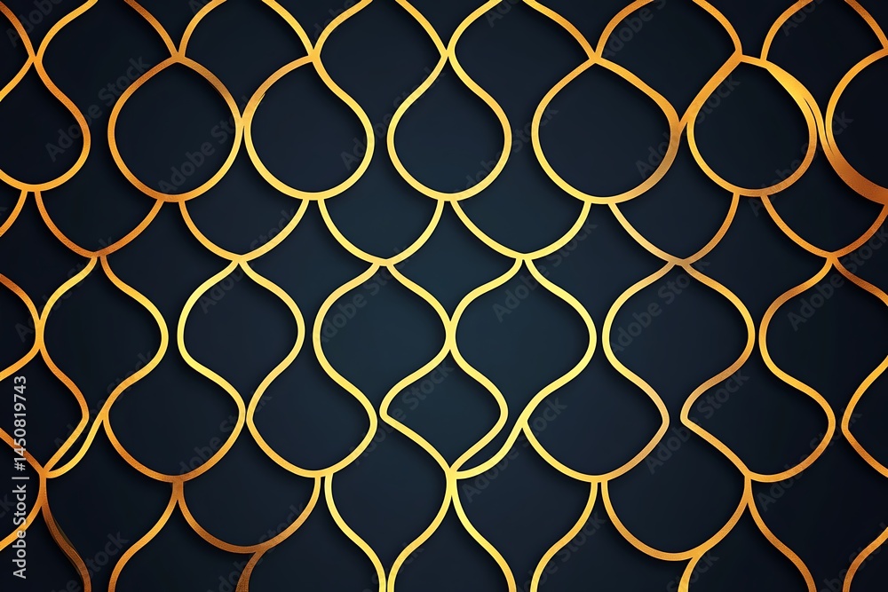 Fototapeta premium Luxury Gold Foil Seamless Pattern on a Dark Navy Background