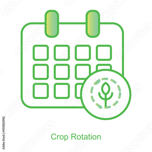 Vector icon for Crop Rotation with Circular Arrow Design. Highlights soil enrichment and sustainable farming practices through dynamic crop rotation symbols.
