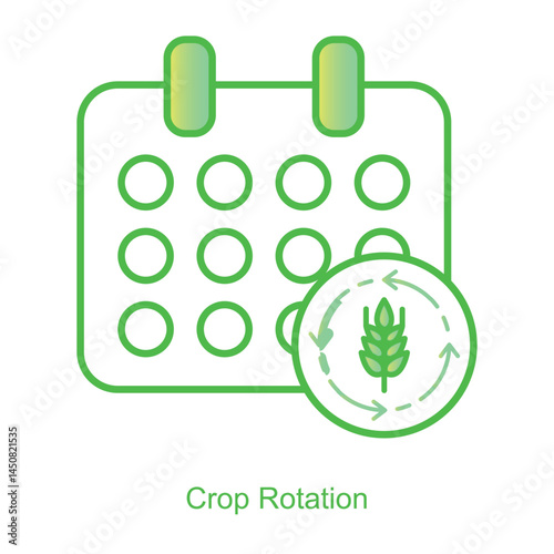 Vector icon for Crop Rotation with Circular Arrow Design. Highlights soil enrichment and sustainable farming practices through dynamic crop rotation symbols.