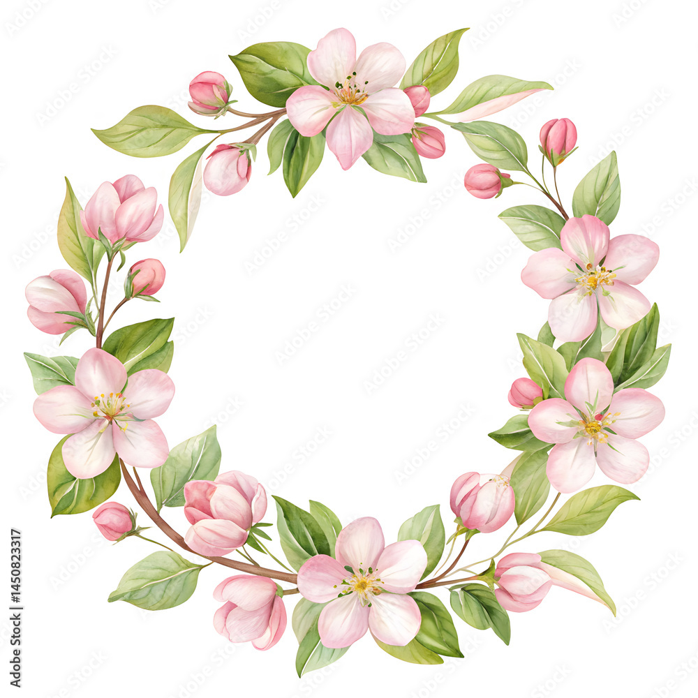 Fototapeta premium pink flower frame isolated on white background 