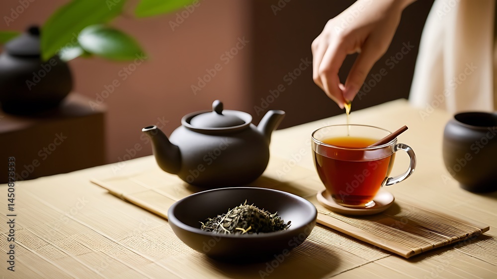 Fototapeta premium Aesthetic Tea Time - Serene Lifestyle Still Life for Wellness Blogs