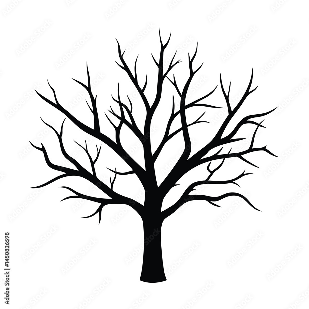 Fototapeta premium Rustic Bare Tree Branch Vector Art